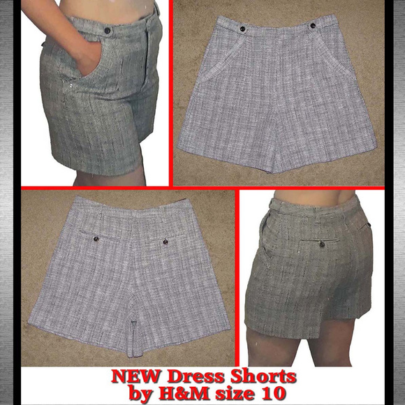NEW sz 8-10 H&M Black White "Salt n Pepper" Shorts - Picture 1 of 8